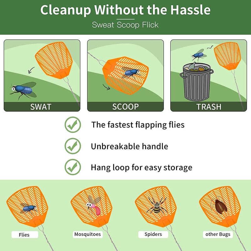 Garsum Fly Swatters 6 Pack Strong Multi Pack,Long Handle Durable,Fly Swat Shatter Bulk,Insects, Bugs Swatter Set That Work for Indoor and Outdoor (17 inches-Stainless-Steel) - Image 5